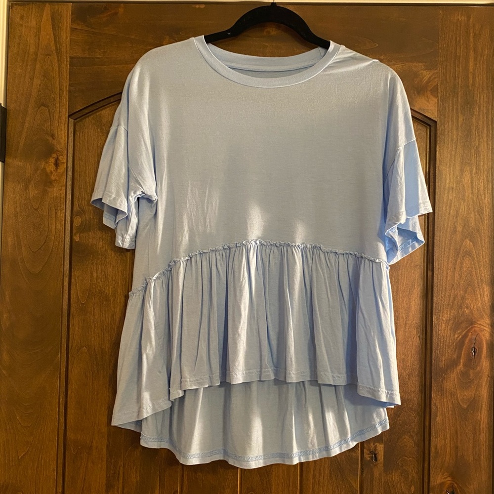 Light blue ruffled baby doll top